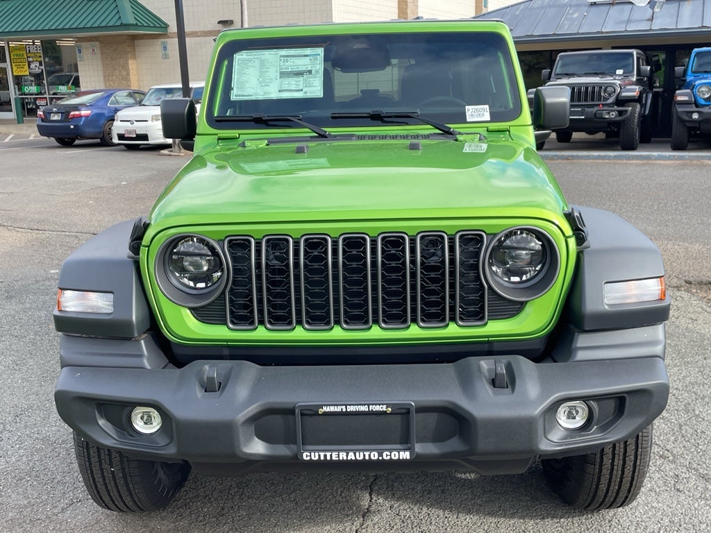 2026 Jeep Wrangler WRANGLER 4-DOOR SPORT S in Mojito Clear-Coat Exterior Paint — front three-quarter view