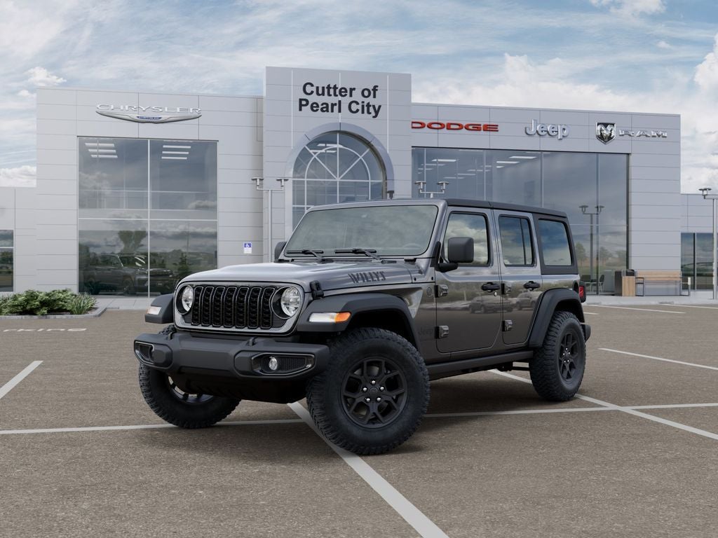 2026 Jeep Wrangler WRANGLER 4-DOOR WILLYS in Granite Crystal Metallic Clear-Coat Exterior Paint — front three-quarter view
