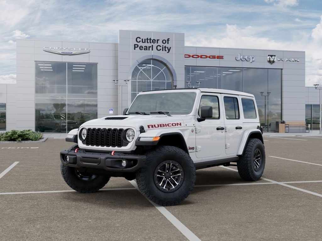 2026 Jeep Wrangler WRANGLER 4-DOOR RUBICON X in Bright White Clear-Coat Exterior Paint — front three-quarter view