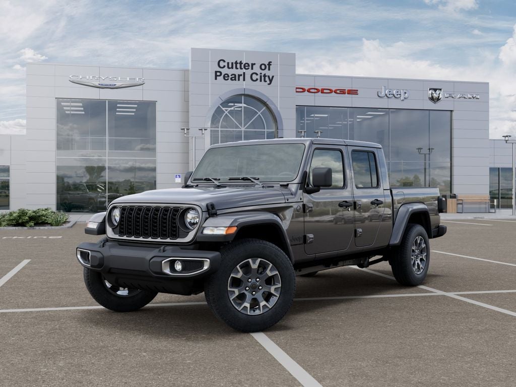 2026 Jeep Gladiator GLADIATOR SAHARA 4X4 in Granite Crystal Metallic Clear-Coat Exterior Paint — front three-quarter view