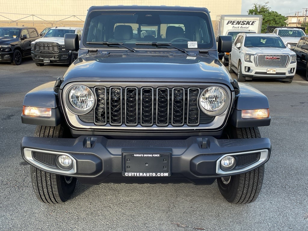 2026 Jeep Gladiator GLADIATOR SPORT S 4X4 in Granite Crystal Metallic Clear-Coat Exterior Paint — front three-quarter view