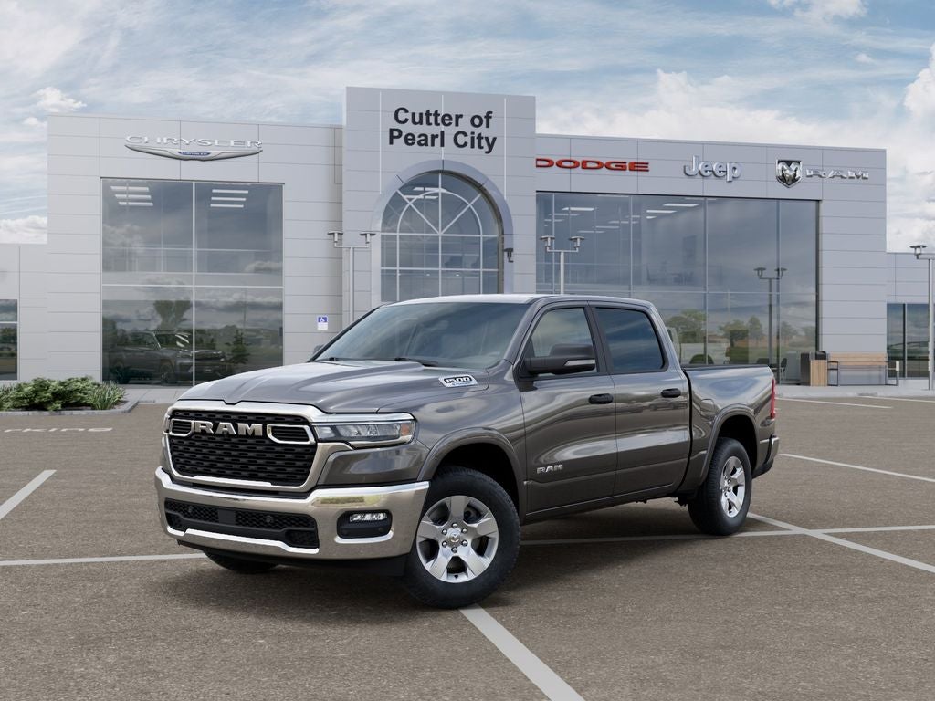 2026 RAM Ram 1500 RAM 1500 BIG HORN CREW CAB 4X2 5'7' BOX in Granite Crystal Metallic Clear-Coat Exterior Paint — front three-quarter view