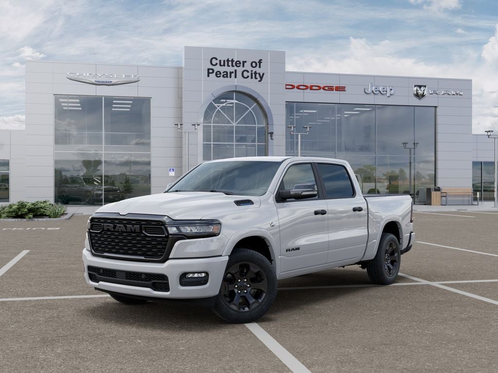 2026 RAM Ram 1500 RAM 1500 BIG HORN CREW CAB 4X2 5'7' BOX in Bright White Clear-Coat Exterior Paint — front three-quarter view