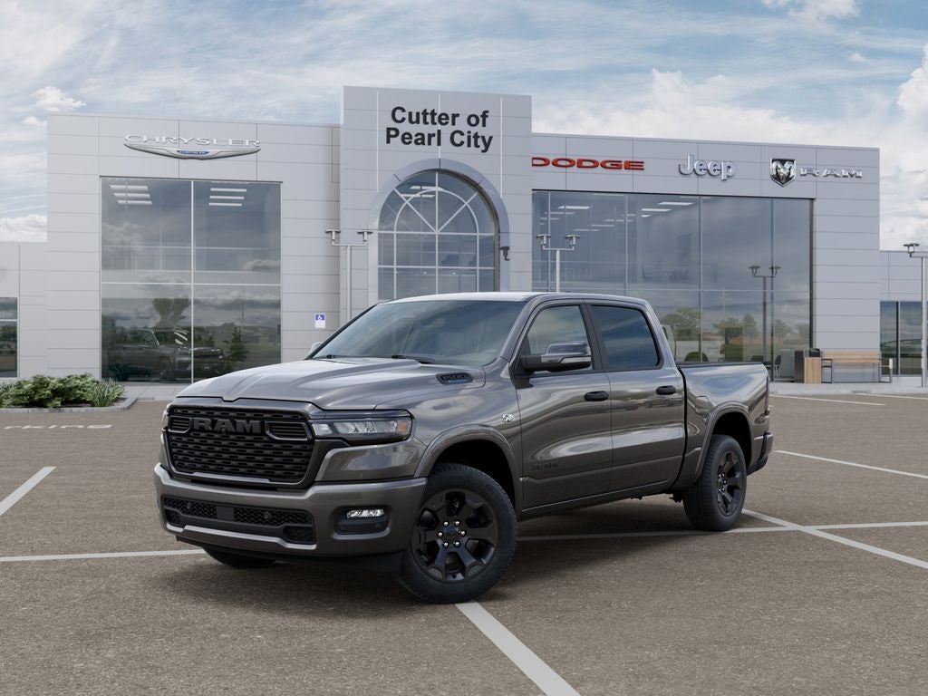 2026 RAM Ram 1500 RAM 1500 BIG HORN CREW CAB 4X4 5'7' BOX in Granite Crystal Metallic Clear-Coat Exterior Paint — front three-quarter view