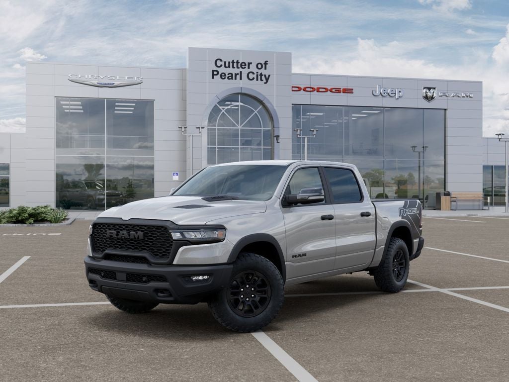2026 RAM Ram 1500 RAM 1500 REBEL CREW CAB 4X4 5'7' BOX in Silver Zynith Exterior Paint — front three-quarter view