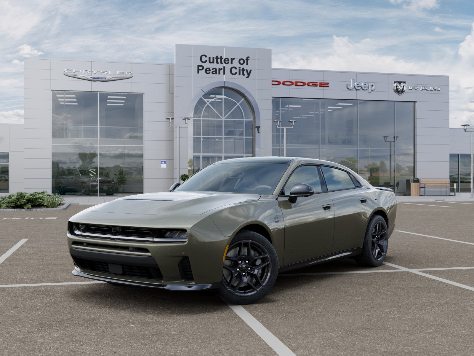 2026 Dodge Charger CHARGER SCAT PACK PLUS 4-DOOR AWD in Green Machine Exterior Paint — front three-quarter view