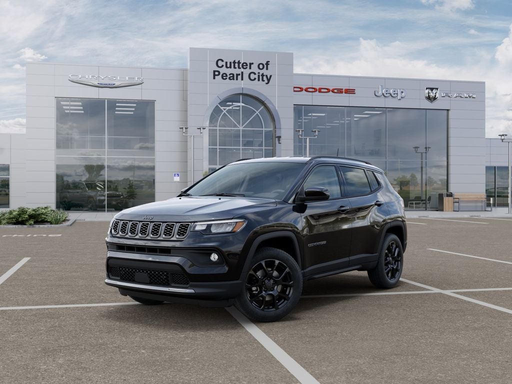 2026 Jeep Compass COMPASS LATITUDE ALTITUDE 4X4 in Diamond Black Crystal Pearl-Coat Exterior Paint — front three-quarter view