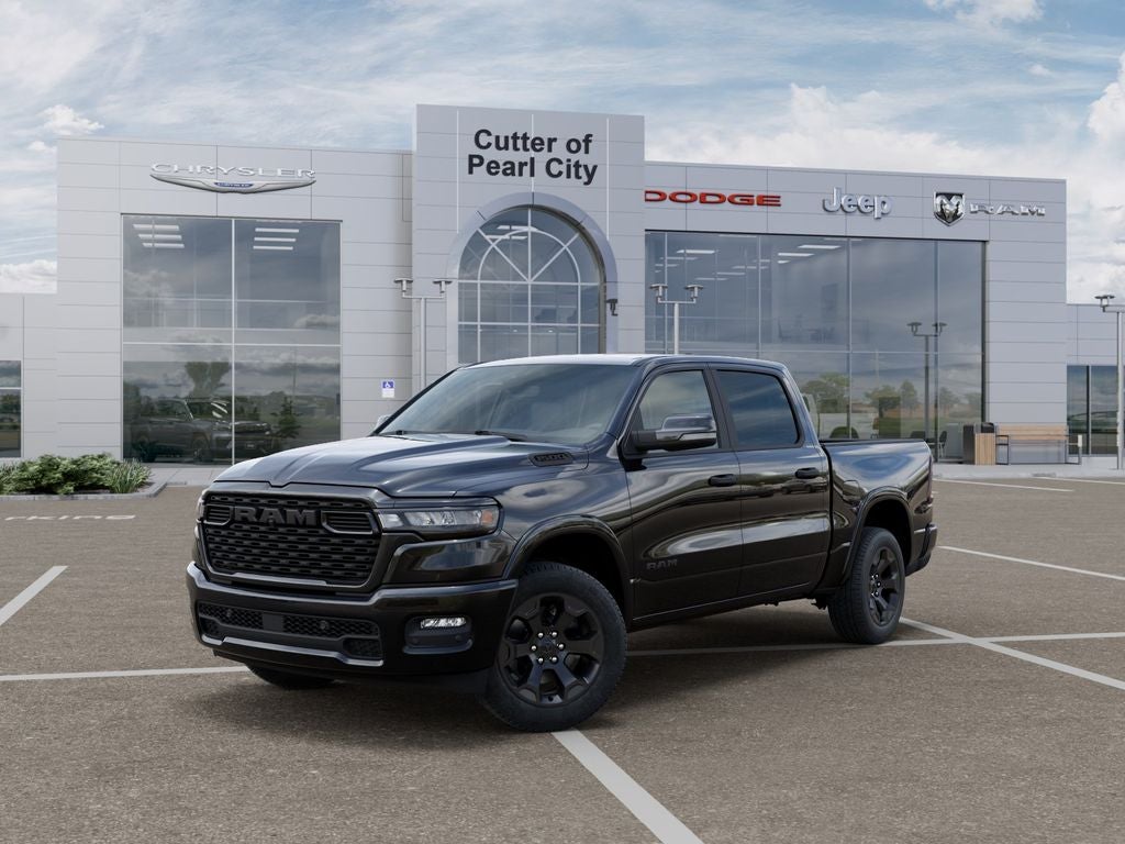 2026 RAM Ram 1500 RAM 1500 BIG HORN CREW CAB 4X2 5'7' BOX in Diamond Black Crystal Pearl-Coat Exterior Paint — front three-quarter view