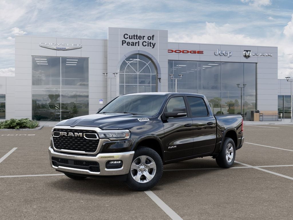 2026 RAM Ram 1500 RAM 1500 BIG HORN CREW CAB 4X2 5'7' BOX in Diamond Black Crystal Pearl-Coat Exterior Paint — front three-quarter view