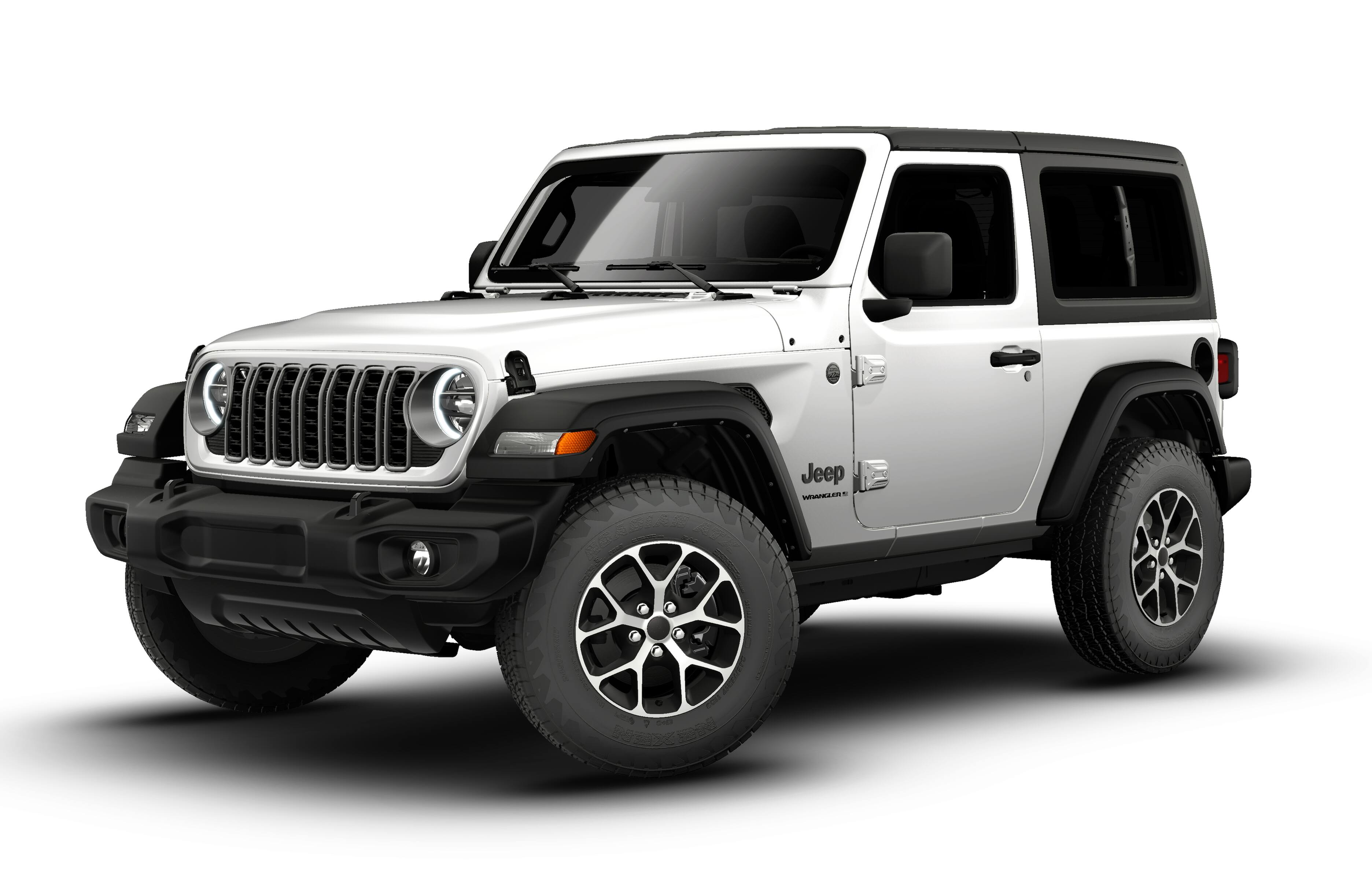 2026 Jeep Wrangler WRANGLER 2-DOOR SPORT S in Bright White Clear-Coat Exterior Paint — front three-quarter view