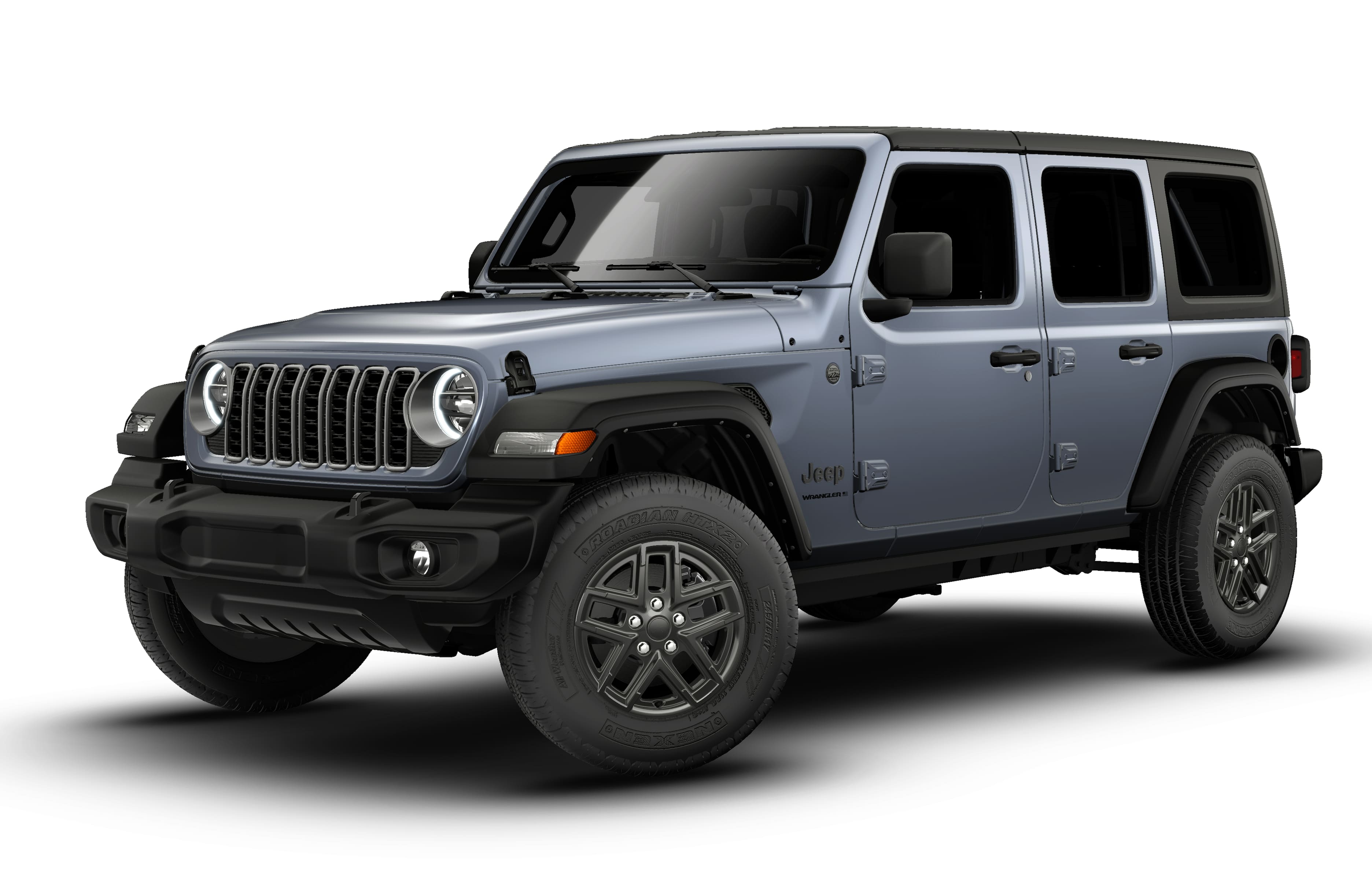 2026 Jeep Wrangler WRANGLER 4-DOOR SPORT S in Anvil Clear-Coat Exterior Paint — front three-quarter view