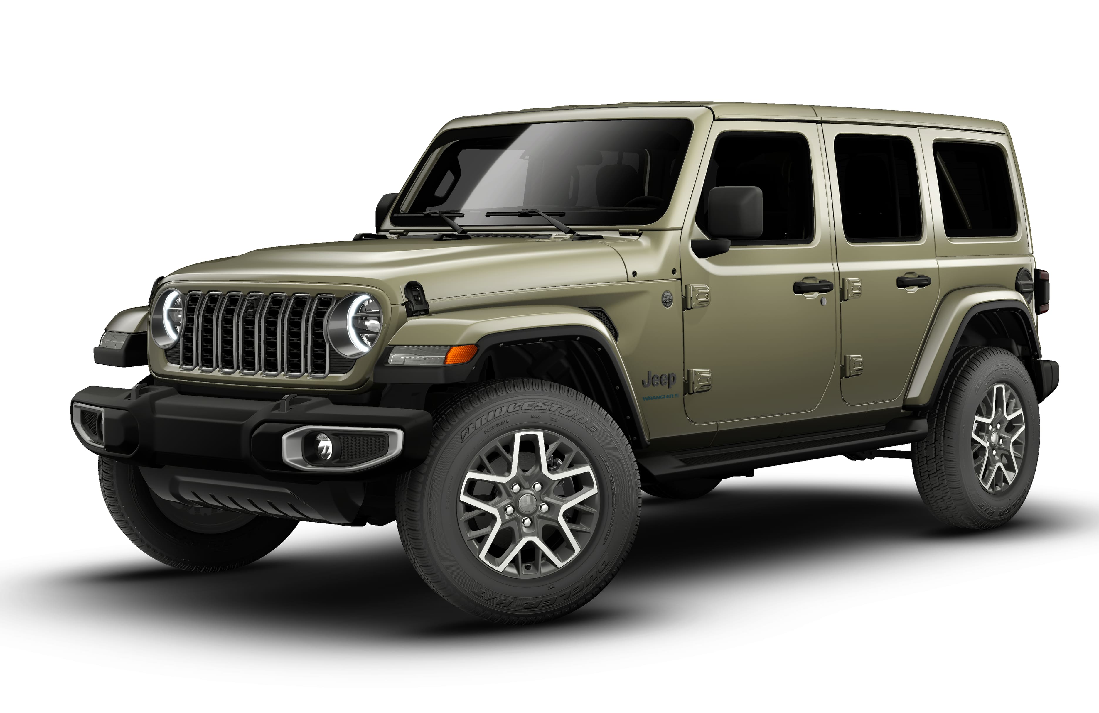 2026 Jeep Wrangler WRANGLER 4-DOOR SAHARA in 41 Exterior Paint — front three-quarter view