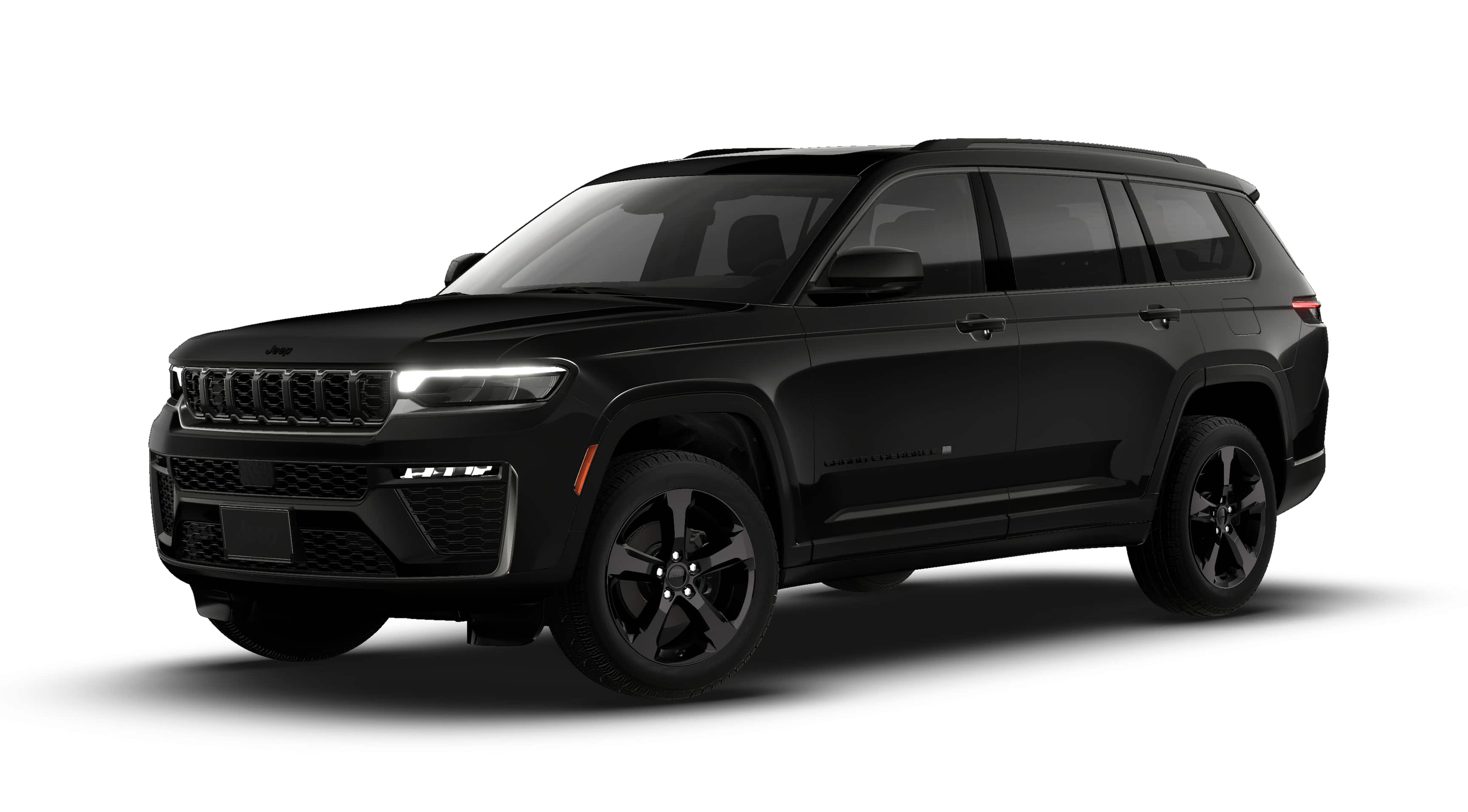 2026 Jeep Grand Cherokee GRAND CHEROKEE L LIMITED 4X2 in Diamond Black Crystal Pearl-Coat Exterior Paint — front three-quarter view
