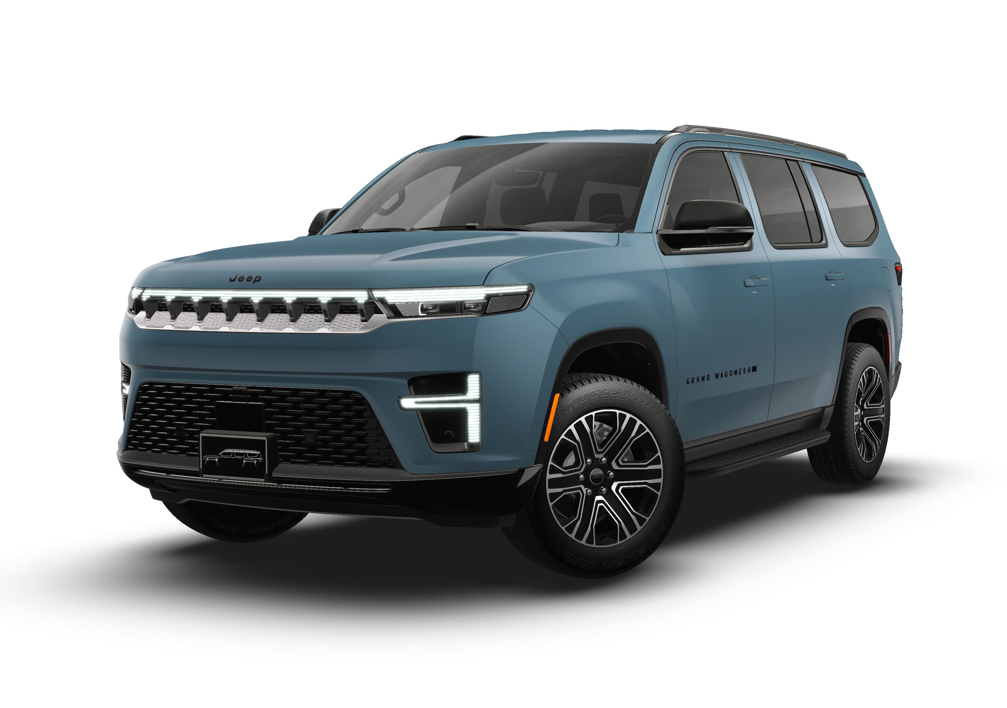 2026 Jeep Grand Wagoneer GRAND WAGONEER 4X2 in Steel Blue Exterior Paint — front three-quarter view