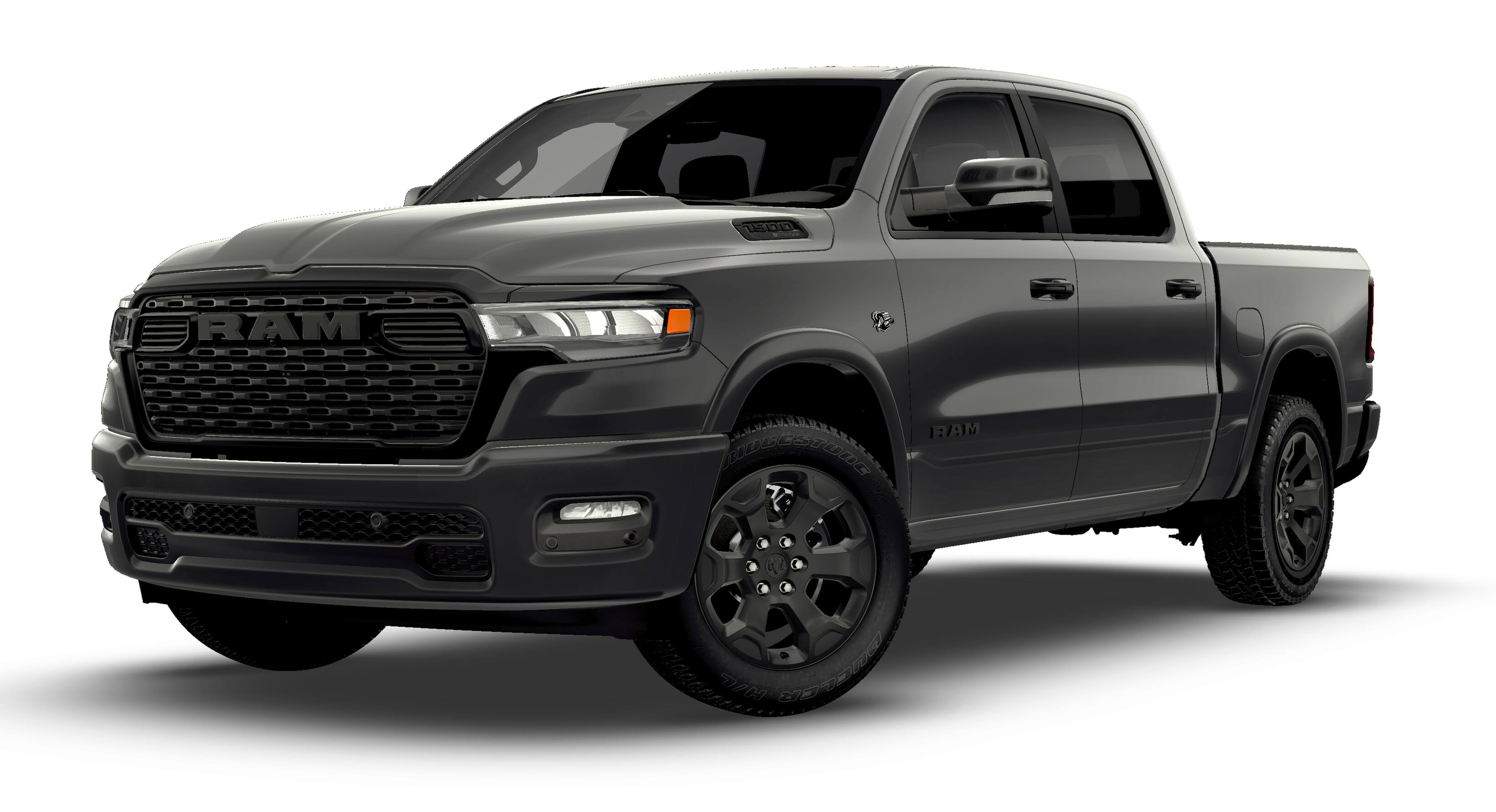 2026 RAM Ram 1500 RAM 1500 BIG HORN CREW CAB 4X2 5'7' BOX in Granite Crystal Metallic Clear-Coat Exterior Paint — front three-quarter view