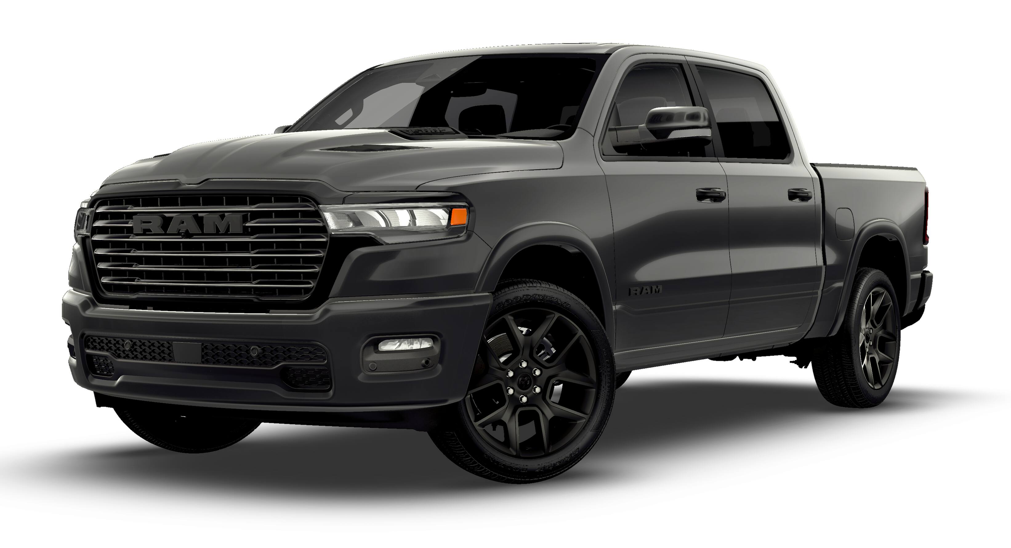 2026 RAM Ram 1500 RAM 1500 LARAMIE CREW CAB 4X2 5'7' BOX in Granite Crystal Metallic Clear-Coat Exterior Paint — front three-quarter view
