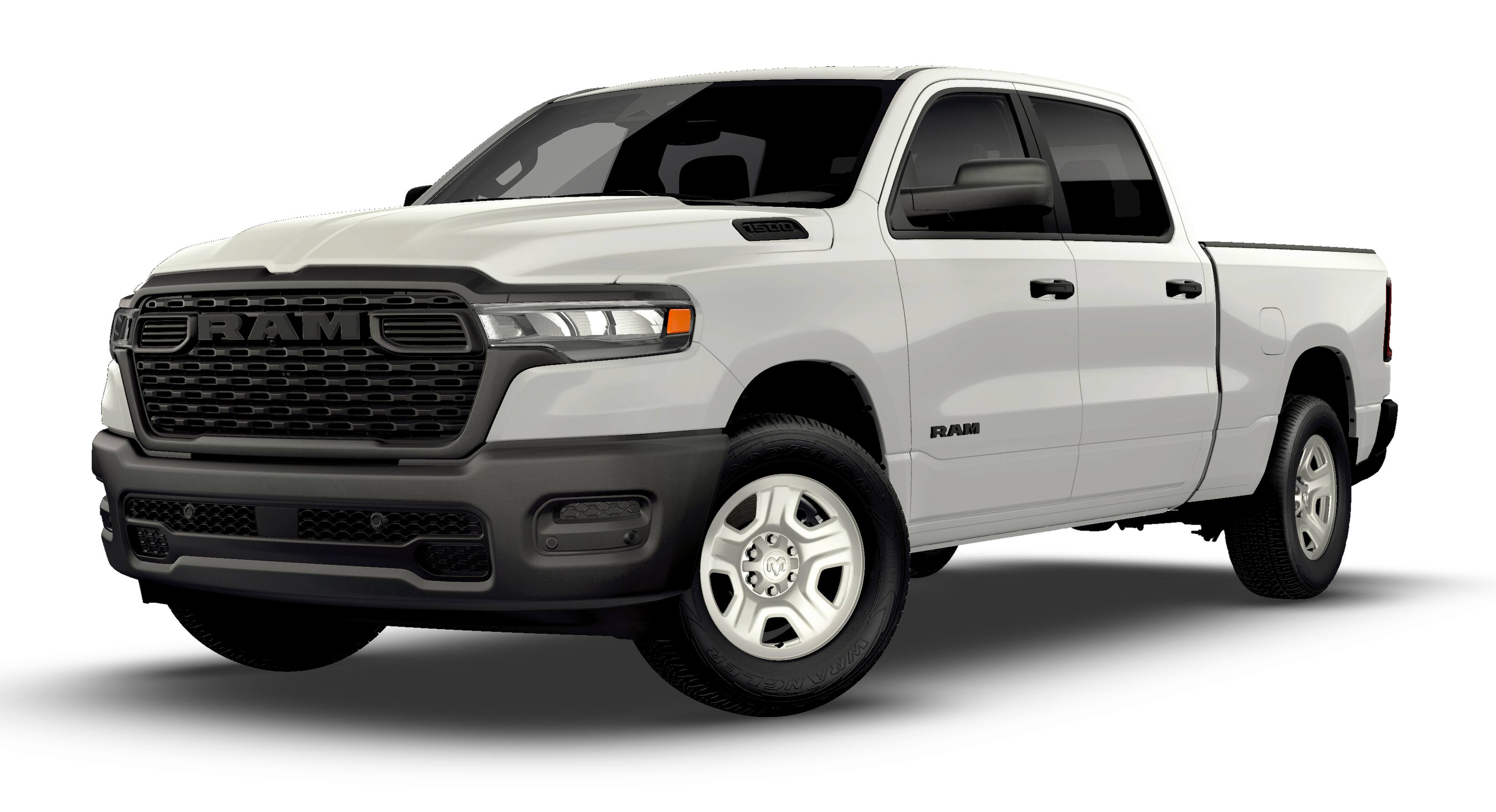 2026 RAM Ram 1500 RAM 1500 TRADESMAN CREW CAB 4X2 6'4' BOX in Bright White Clear-Coat Exterior Paint — front three-quarter view