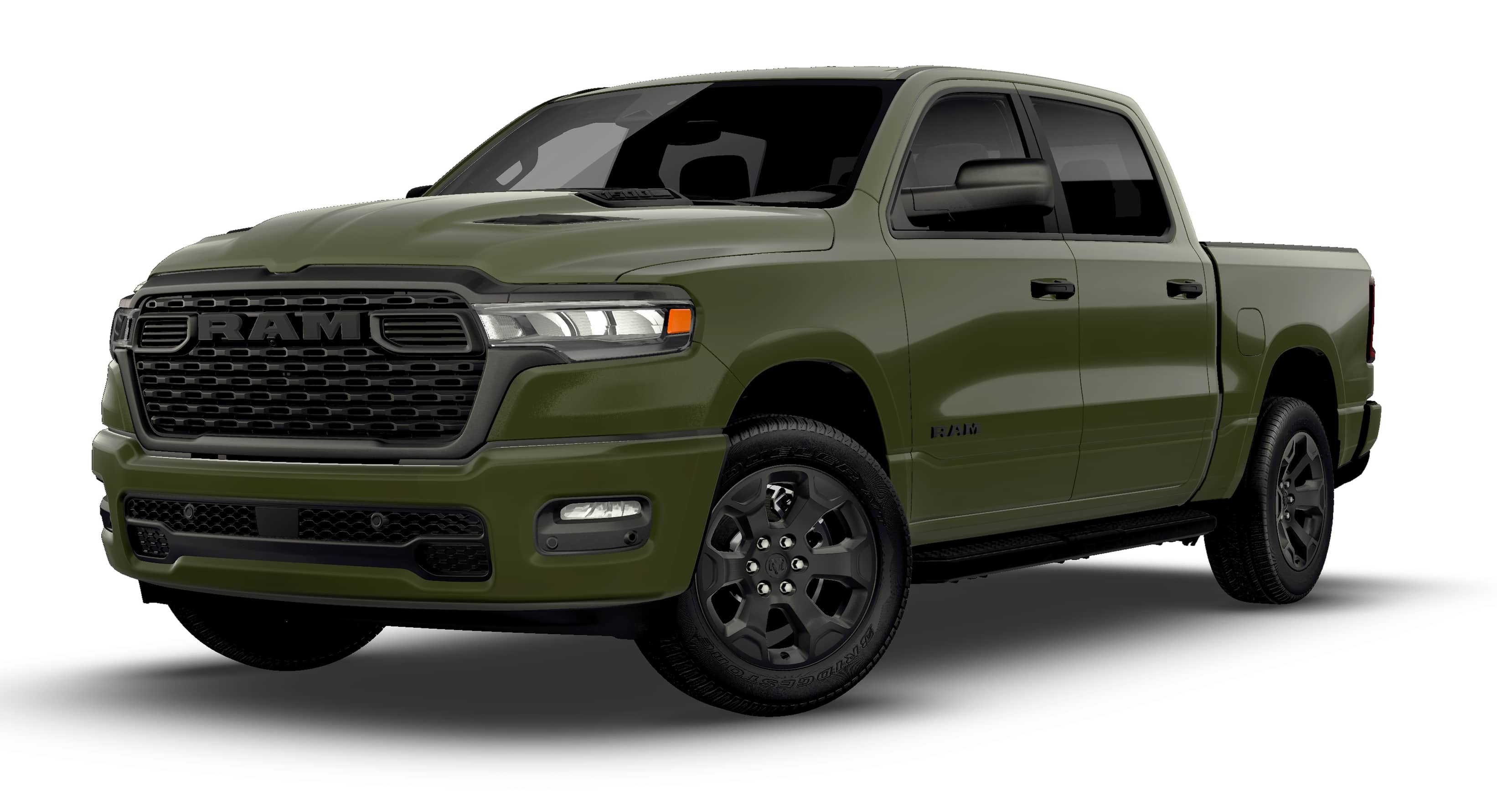 2026 RAM Ram 1500 RAM 1500 EXPRESS CREW CAB 4X4 5'7' BOX in Tank Exterior Paint — front three-quarter view